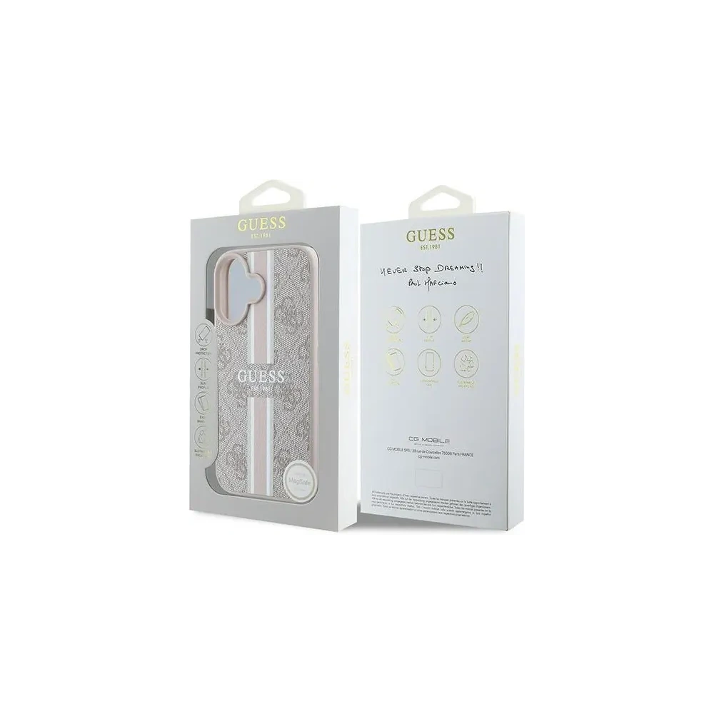 Hurtownia GSM - Guess GUHMP16MP4RPSP Apple iPhone 16 Plus ochranný kryt 4G s potiskem pruhů MagSafe růžový - GUE3615 - {ean13} - Hurt