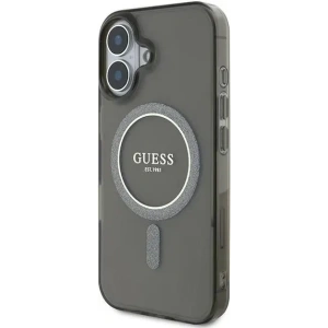 Etui Guess GUHMP16SHFGEREK Apple iPhone 16 hardcase IML Glitter Circle MagSafe czarny - iPhone 16 - Guess