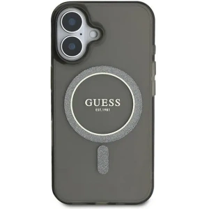 Etui Guess GUHMP16SHFGEREK Apple iPhone 16 hardcase IML Glitter Circle MagSafe czarny - iPhone 16 - Guess