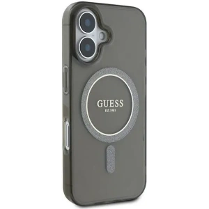 Etui Guess GUHMP16SHFGEREK Apple iPhone 16 hardcase IML Glitter Circle MagSafe czarny - iPhone 16 - Guess