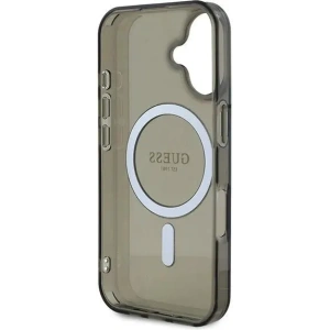 Etui Guess GUHMP16SHFGEREK Apple iPhone 16 hardcase IML Glitter Circle MagSafe czarny - iPhone 16 - Guess