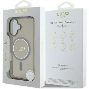 Etui Guess GUHMP16SHFGEREK Apple iPhone 16 hardcase IML Glitter Circle MagSafe czarny - iPhone 16 - Guess