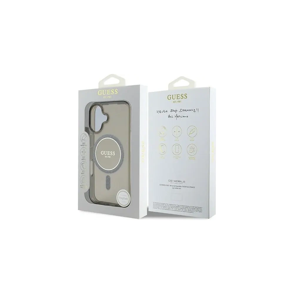Guess GUHMP16SHFGEREK Apple iPhone 16 Hardcase IML Glitter Circle MagSafe schwarz - iPhone 16 - Guess