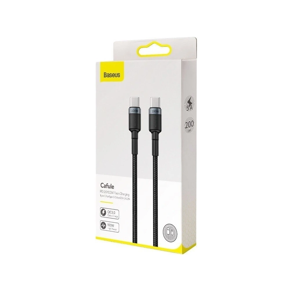 Hurtownia GSM - Kabel USB-C Baseus Cafule, QC 3.0, PD 2.0, 100W, 5A, 2m (szaro-czarny) - BSU1006GRYBLK - {ean13} - Hurt