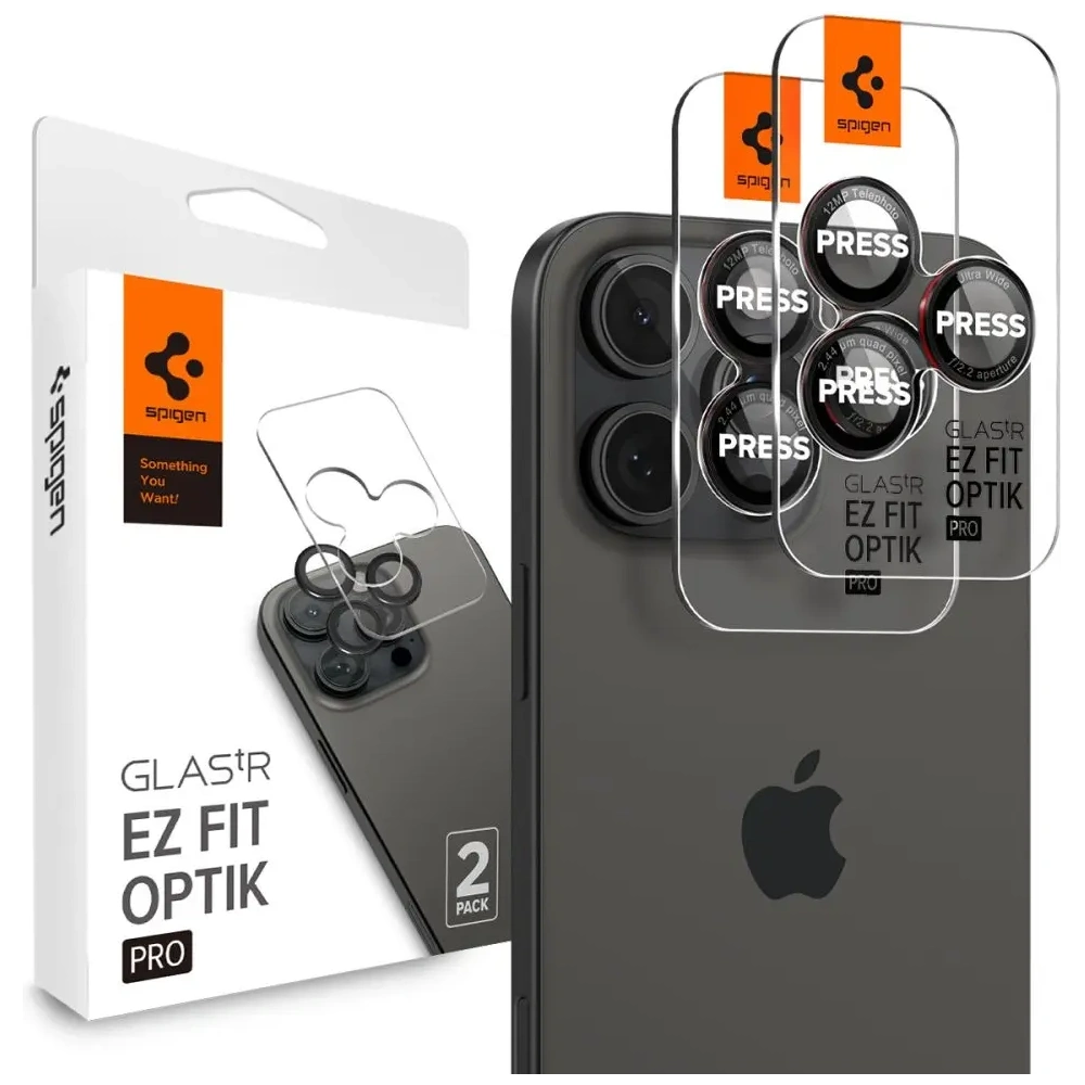 Hurtownia GSM - Szkło hartowane na aparat Spigen Optik Pro L-Series GLAS.tR ez Fit Camera Protector Apple iPhone 14 Pro / Pro Max / 15 Pro / Pro Max / 16 Pro / 16 Pro Max Black [2 PACK] - SPN16448 - {ean13} - Hurt