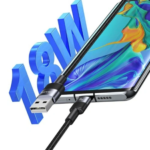 Kabel USAMS USB-A / USB-C 3A 1.2m Fast Charging stalowy - USB-C - USB-A - Usams