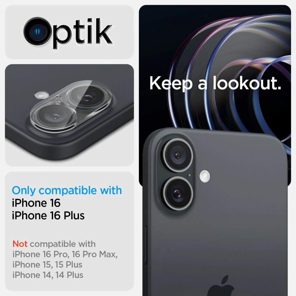 Hurtownia GSM - Spigen Optik.tr Ez Fit Kamera Védő Apple iPhone 16 / 16 Plus Kristálytiszta [2 CSOMAG] - SPN16450 - {ean13} - Hurt