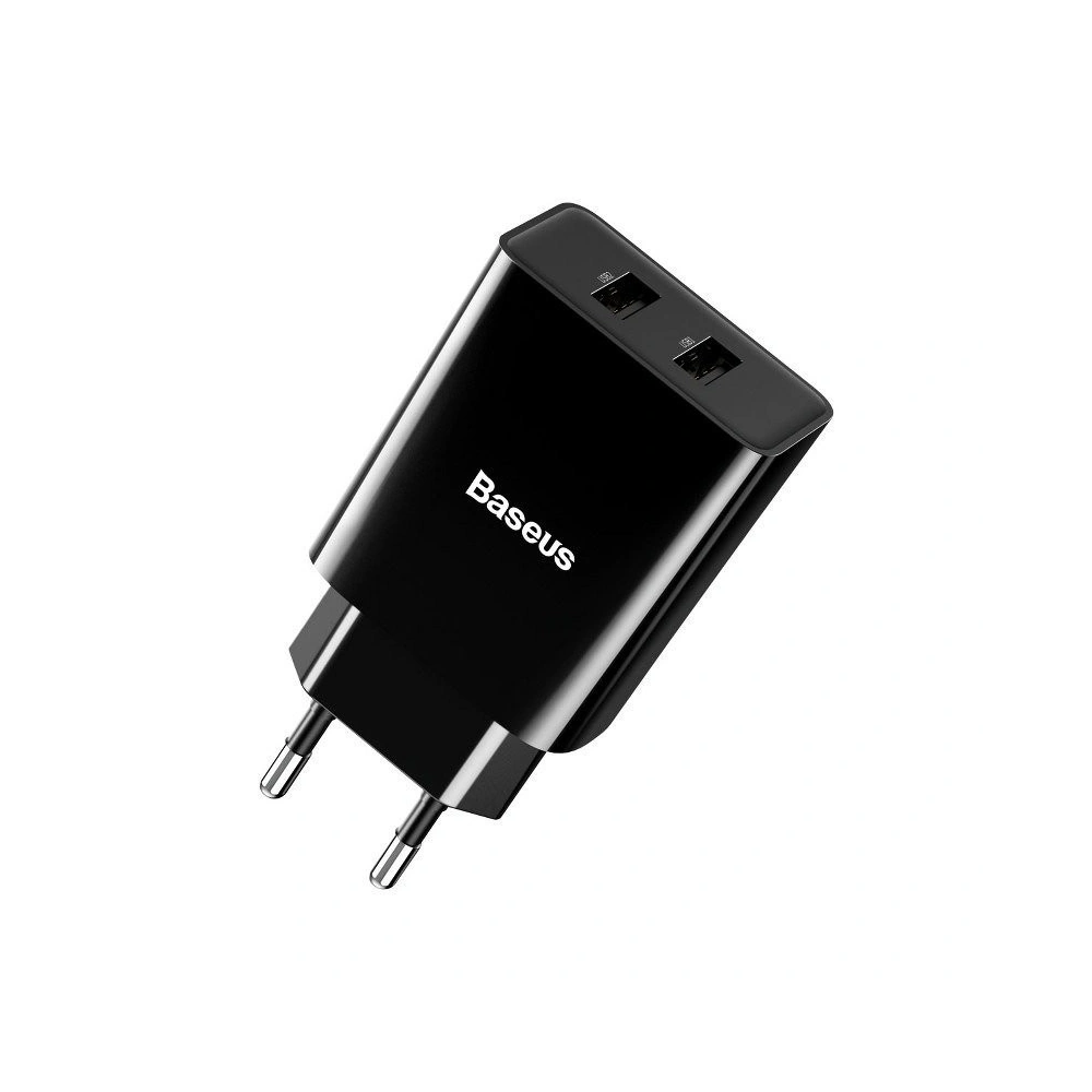Hurtownia GSM - Ładowarka sieciowa Baseus Speed Mini Dual Charger, 2x USB, 2A, 10,5W (czarna) - BSU1014BLK - {ean13} - Hurt