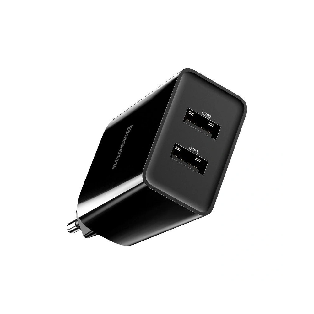 Hurtownia GSM - Ładowarka sieciowa Baseus Speed Mini Dual Charger, 2x USB, 2A, 10,5W (czarna) - BSU1014BLK - {ean13} - Hurt