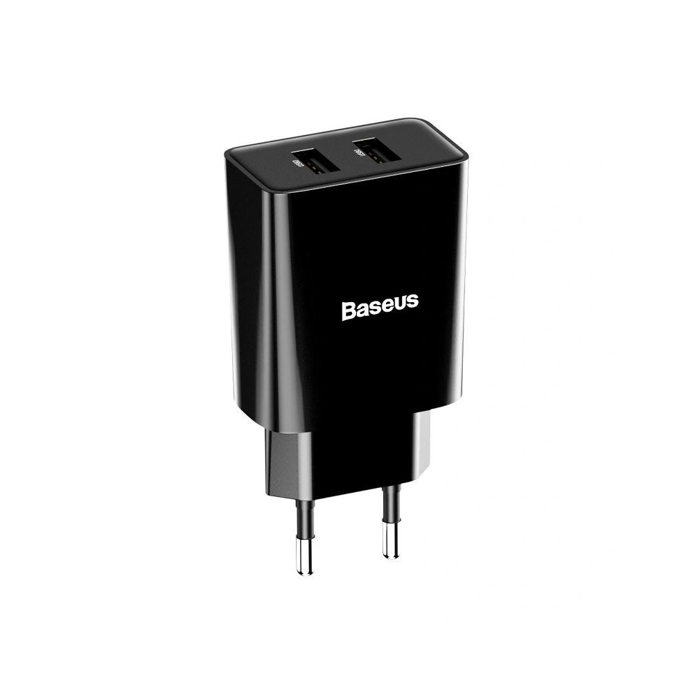 Hurtownia GSM - Ładowarka sieciowa Baseus Speed Mini Dual Charger, 2x USB, 2A, 10,5W (czarna) - BSU1014BLK - {ean13} - Hurt