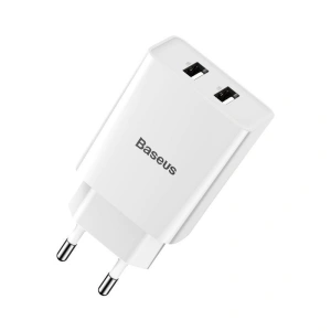 Ładowarka sieciowa Baseus Speed Mini Dual Charger, 2x USB, 2A, 10,5W (biała)