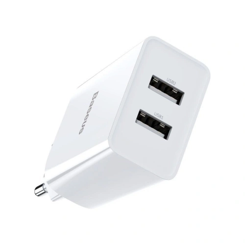 Ładowarka sieciowa Baseus Speed Mini Dual Charger, 2x USB, 2A, 10,5W (biała)