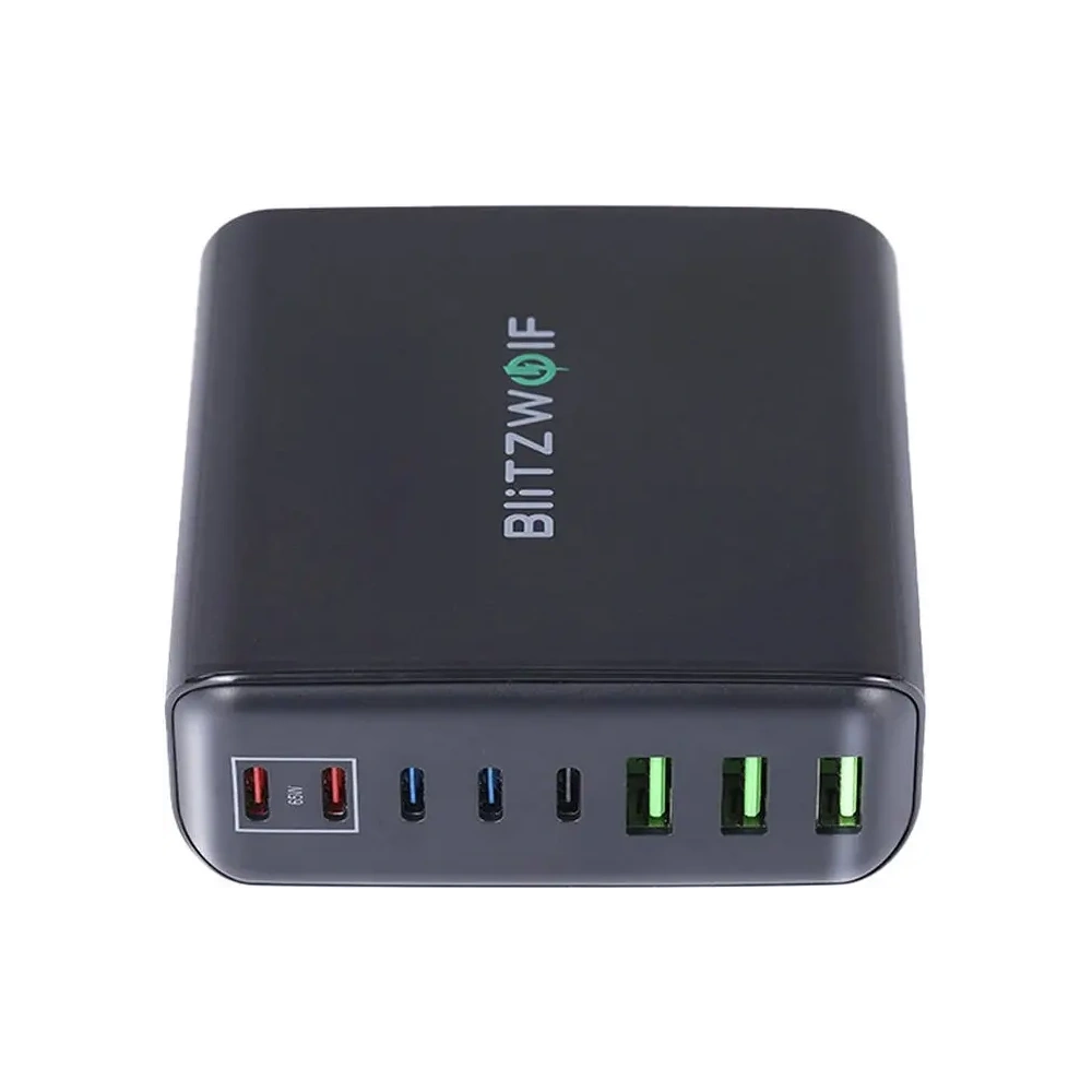 Hurtownia GSM - Blitzwolf BW-S26 nástěnná nabíječka 250W 3xUSB-A, 3xUSB-C, 2xUSB-C 65W (černá) - BLZ620 - {ean13} - Hurt