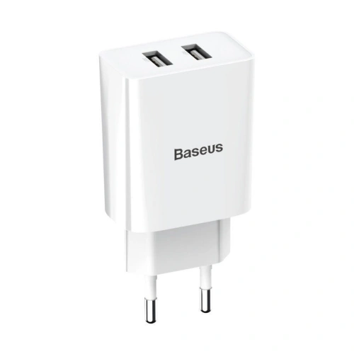 Ładowarka sieciowa Baseus Speed Mini Dual Charger, 2x USB, 2A, 10,5W (biała)