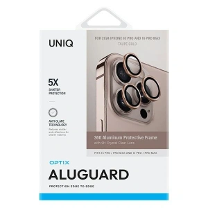 Hurtownia GSM - Szkło na obiektyw aparatu UNIQ Optix Aluminium Camera Lens Protector Apple iPhone 16 Pro / 16 Pro Max taupe gold - UNIQ1258 - {ean13} - Hurt