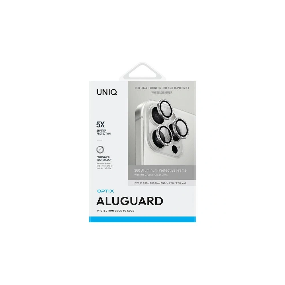 Hurtownia GSM - UNIQ Optix Aluminium Kamera Lencsevédő Apple iPhone 16 Pro / 16 Pro Max fehér csillogás - UNIQ1259 - {ean13} - Hurt