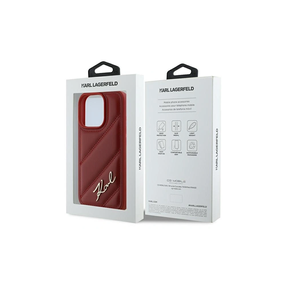 Hurtownia GSM - Etui Karl Lagerfeld KLHCP16LPQDSMGR Apple iPhone 16 Pro hardcase Quilted Signature czerwony/red - KLD21678 - {ean13} - Hurt