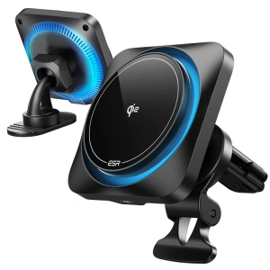 Hurtownia GSM - ESR Halolock Cryoboost Magnetic MagSafe držák do auta na palubní desku a ventilaci bezdrátová nabíječka QI2 15W Frosted Onyx - ESR836 - {ean13} - Hurt