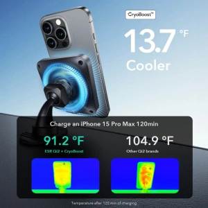 Hurtownia GSM - ESR Halolock Cryoboost Magnetic MagSafe Dashboard & Vent Car Mount Wireless Charger QI2 15W Frosted Onyx - ESR836 - {ean13} - Hurt
