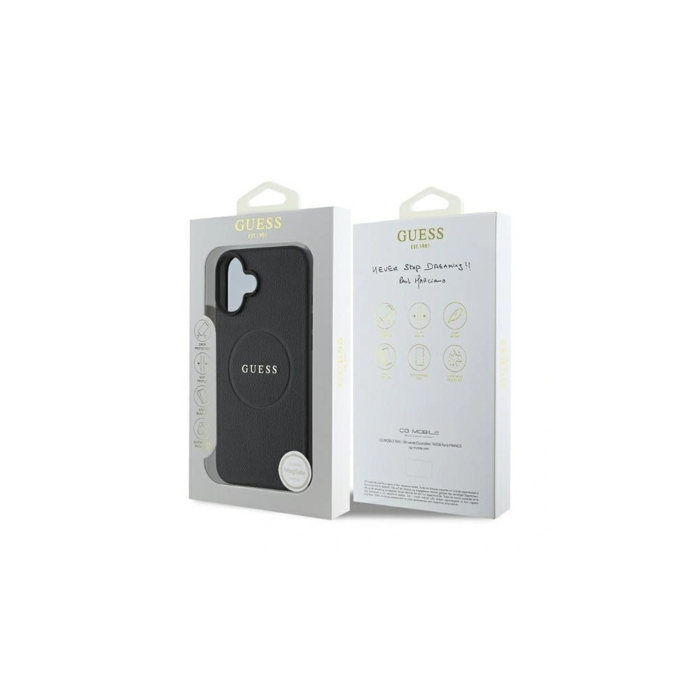 Hurtownia GSM - Guess GUHMP16SPGHSMMK Apple iPhone 16 Hardcase Grained Gold Ring MagSafe schwarz - GUE3622 - {ean13} - Hurt
