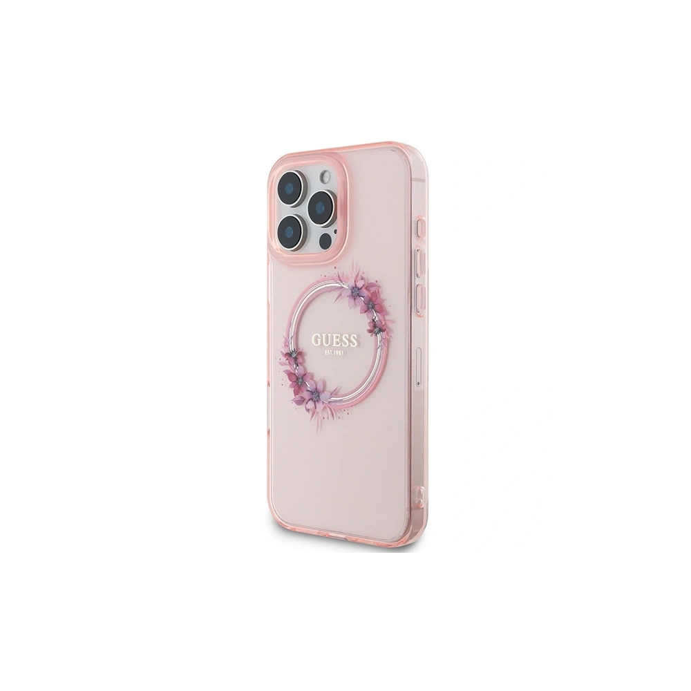 Hurtownia GSM - Etui Guess GUHMP16XHFWFCP Apple iPhone 16 Pro Max hardcase IML Flowers Wreath MagSafe różowy/pink - GUE3625 - {ean13} - Hurt