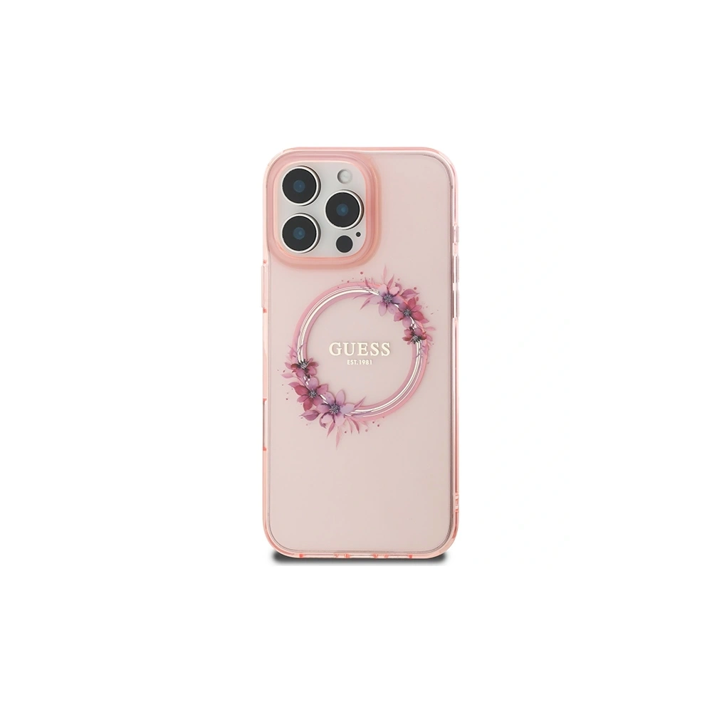 Hurtownia GSM - Guess GUHMP16XHFWFCP Apple iPhone 16 Pro Max hardcase IML Flori Coroană MagSafe roz - GUE3625 - {ean13} - Hurt