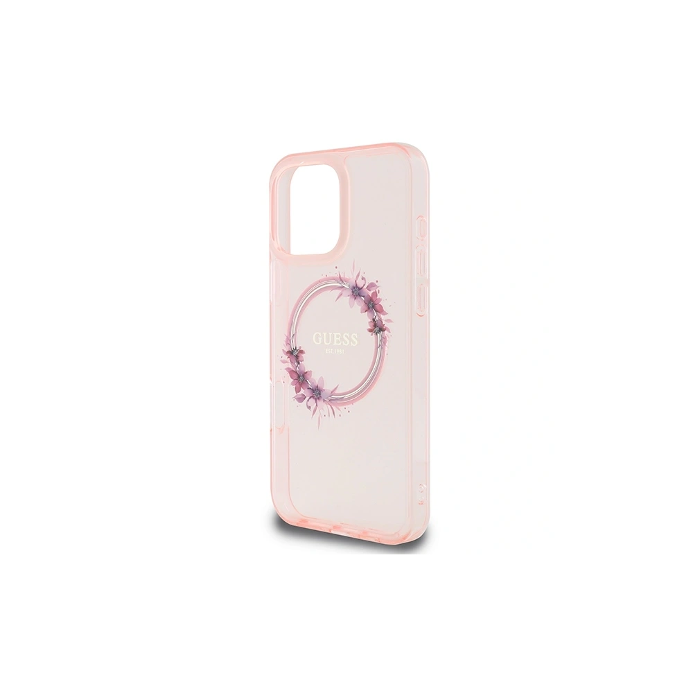 Hurtownia GSM - Guess GUHMP16XHFWFCP Apple iPhone 16 Pro Max hardcase IML Flori Coroană MagSafe roz - GUE3625 - {ean13} - Hurt