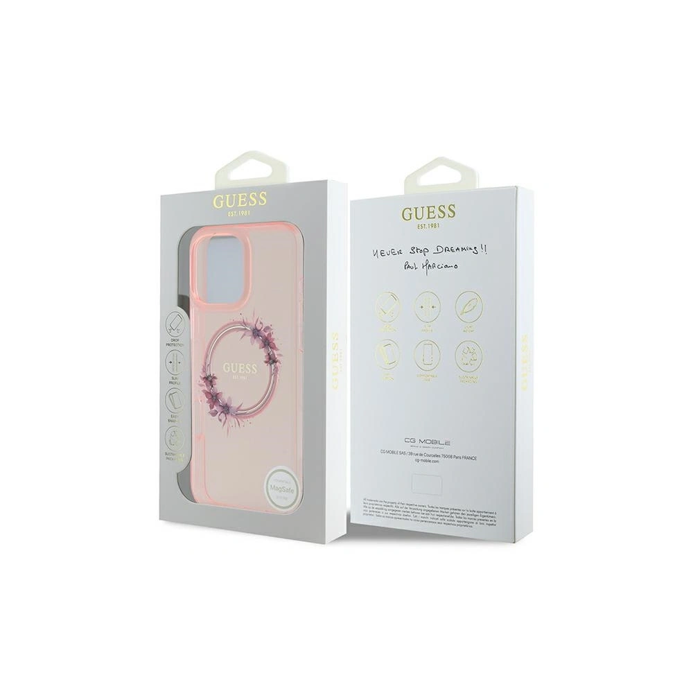 Hurtownia GSM - Guess GUHMP16XHFWFCP Apple iPhone 16 Pro Max hardcase IML Flori Coroană MagSafe roz - GUE3625 - {ean13} - Hurt