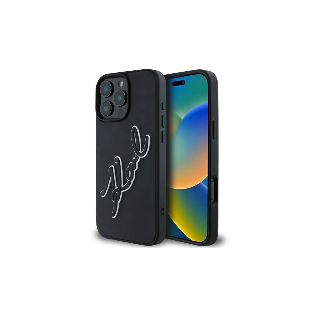 Wholesale Karl Lagerfeld KLHCP16X3DRKSDLK Apple iPhone 16 Pro Max hardcase 3D Rubber Bicolor Signature black - KLD21680 - {ean13} - Hurt