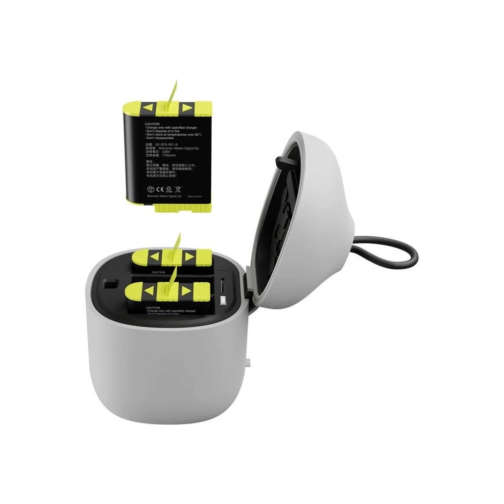 Wholesale Telesin Allin box 3-channel charger + 3 batteries for GoPro Hero 12 / 11 / 10 / 9 (yellow) - TLS169 - {ean13} - Hurt