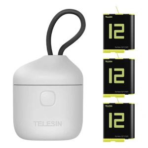 Telesin Încărcător Allin box cu 3 canale + 3 baterii pentru GoPro Hero 12 / 11 / 10 / 9 (galben)