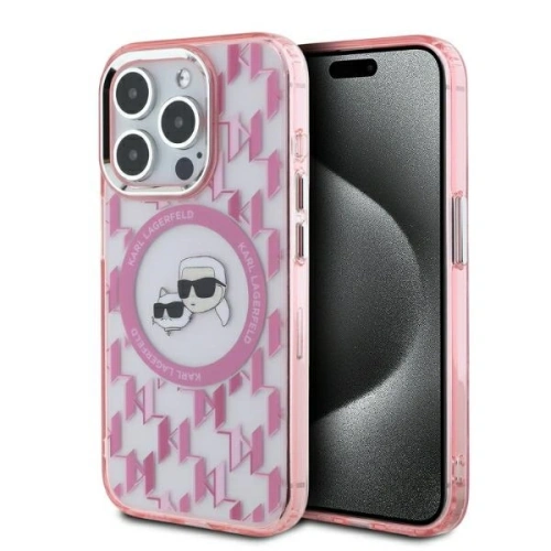 Etui Karl Lagerfeld KLHMP15LHMCKMHP Apple iPhone 15 Pro IML Monogram Karl&Choupette Head MagSafe różowy/pink