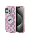 Karl Lagerfeld KLHMP15LHMCKMHP Apple iPhone 15 Pro IML Monogram Karl&Choupette Head MagSafe rózsaszín