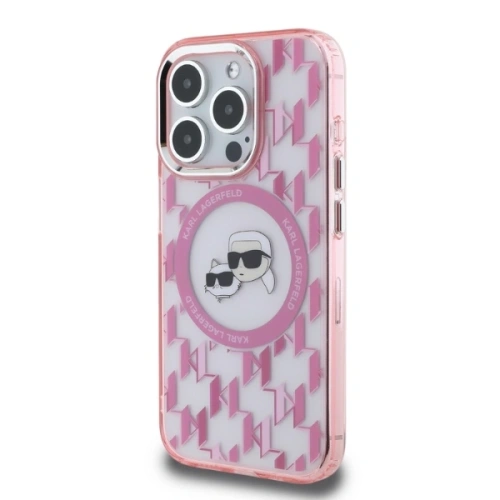 Etui Karl Lagerfeld KLHMP15LHMCKMHP Apple iPhone 15 Pro IML Monogram Karl&Choupette Head MagSafe różowy/pink
