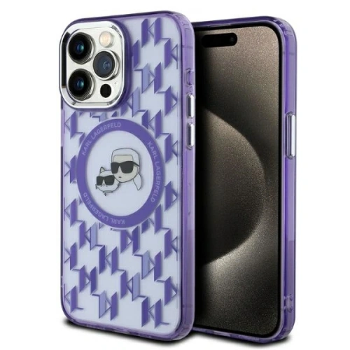 Etui Karl Lagerfeld KLHMP15LHMCKMHU Apple iPhone 15 Pro IML Monogram Karl&Choupette Head MagSafe fioletowy/purple