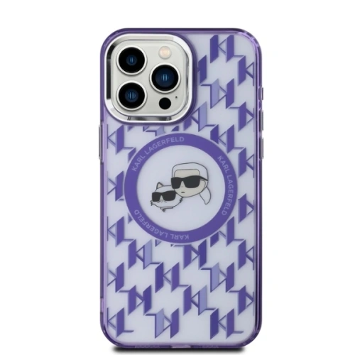 Etui Karl Lagerfeld KLHMP15LHMCKMHU Apple iPhone 15 Pro IML Monogram Karl&Choupette Head MagSafe fioletowy/purple