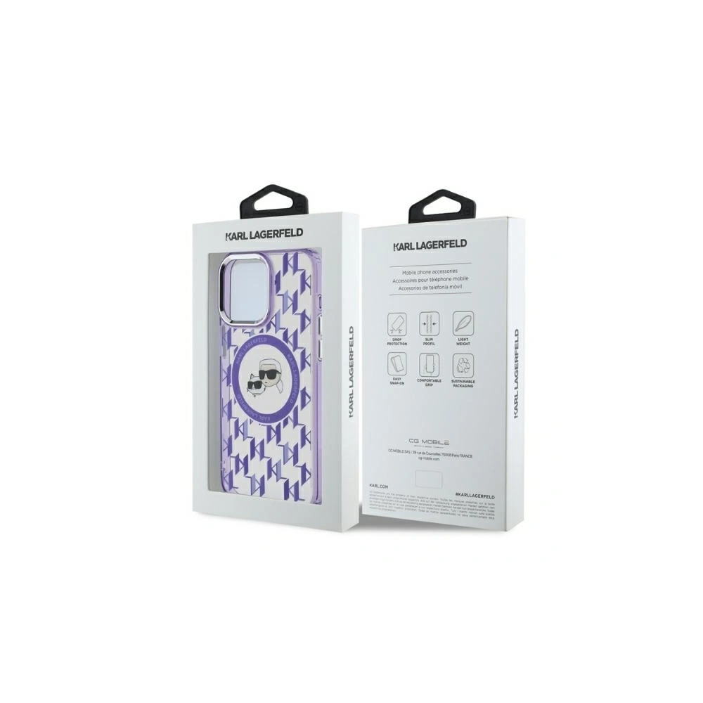 Hurtownia GSM - Etui Karl Lagerfeld KLHMP15LHMCKMHU Apple iPhone 15 Pro IML Monogram Karl&Choupette Head MagSafe fioletowy/purple - KLD21685 - {ean13} - Hurt