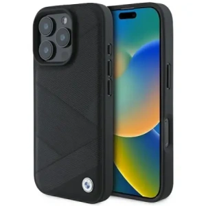 Hurtownia GSM - BMW BMHCP16L23RCGPK Apple iPhone 16 Pro tvrdý obal Sign Leather Crossing Lines Pattern černý - BMW687 - {ean13} - Hurt