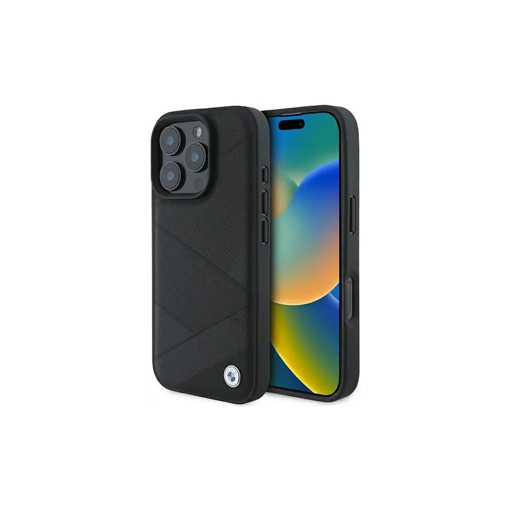 Hurtownia GSM - Etui BMW BMHCP16L23RCGPK Apple iPhone 16 Pro hardcase Sign Leather Crossing Lines Pattern czarny/black - BMW687 - {ean13} - Hurt