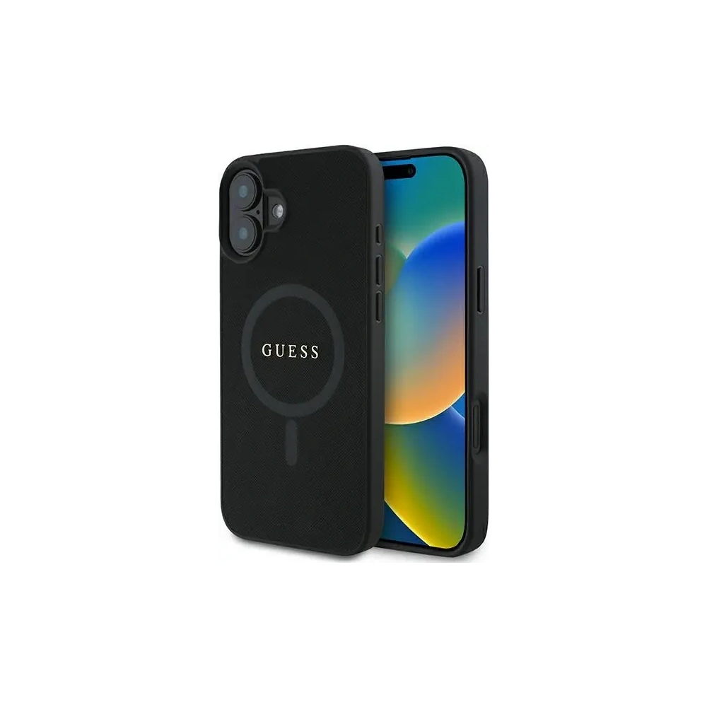 Hurtownia GSM - Guess GUHMP16MPSAHMCK Apple iPhone 16 Plus husă rigidă Saffiano Classic Logo MagSafe neagră - GUE3626 - {ean13} - Hurt
