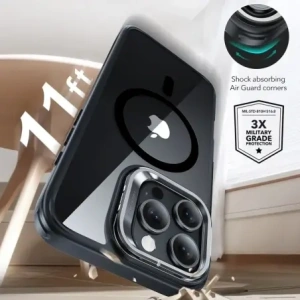 Hurtownia GSM - ESR Stand clasic hibrid Halolock MagSafe și sticlă călită Apple iPhone 16 Pro Max Transparent/negru - ESR841 - {ean13} - Hurt