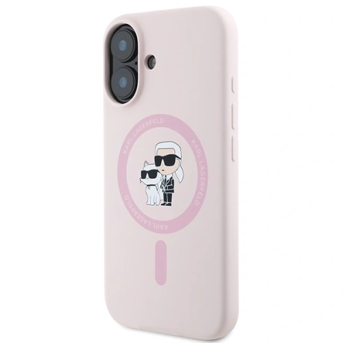 Etui Karl Lagerfeld KLHMP16MSCMKCRHP Apple iPhone 16 Plus hardcase Silicone Karl&Choupette Ring MagSafe różowy/pink