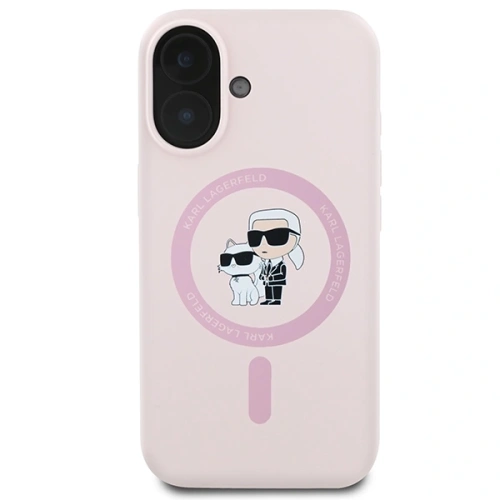 Etui Karl Lagerfeld KLHMP16MSCMKCRHP Apple iPhone 16 Plus hardcase Silicone Karl&Choupette Ring MagSafe różowy/pink