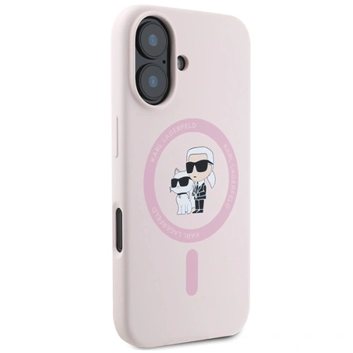 Etui Karl Lagerfeld KLHMP16MSCMKCRHP Apple iPhone 16 Plus hardcase Silicone Karl&Choupette Ring MagSafe różowy/pink