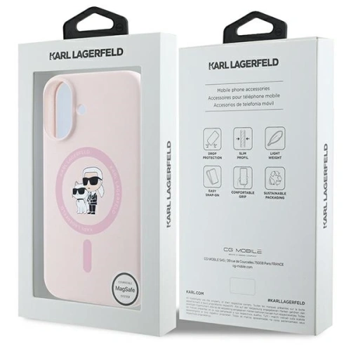 Etui Karl Lagerfeld KLHMP16MSCMKCRHP Apple iPhone 16 Plus hardcase Silicone Karl&Choupette Ring MagSafe różowy/pink