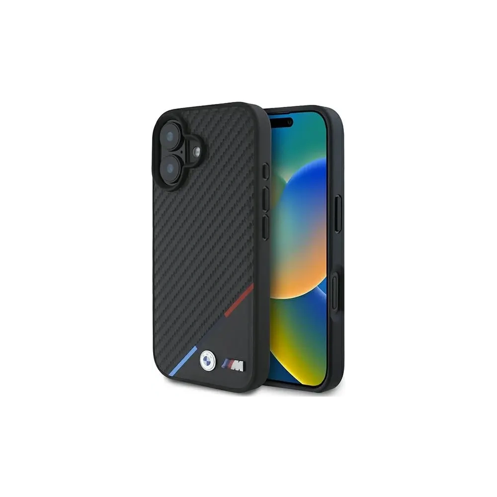 Hurtownia GSM - BMW BMHMP16M23PUDTK Apple iPhone 16 Plus kemény tok Carbon Tricolor Line MagSafe fekete - BMW688 - {ean13} - Hurt