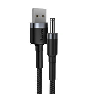 Kabel USB do DC 3,5mm Baseus Cafule, 2A, 1m (czarno-szary)