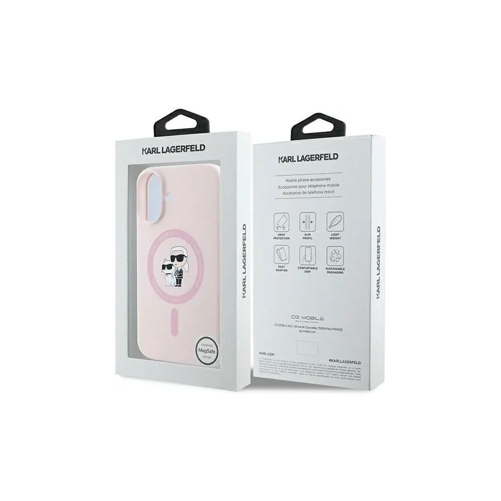 Hurtownia GSM - Karl Lagerfeld KLHMP16SSCMKCRHP Apple iPhone 16 carcasă dură din silicon Karl&Choupette MagSafe roz - KLD21722 - {ean13} - Hurt
