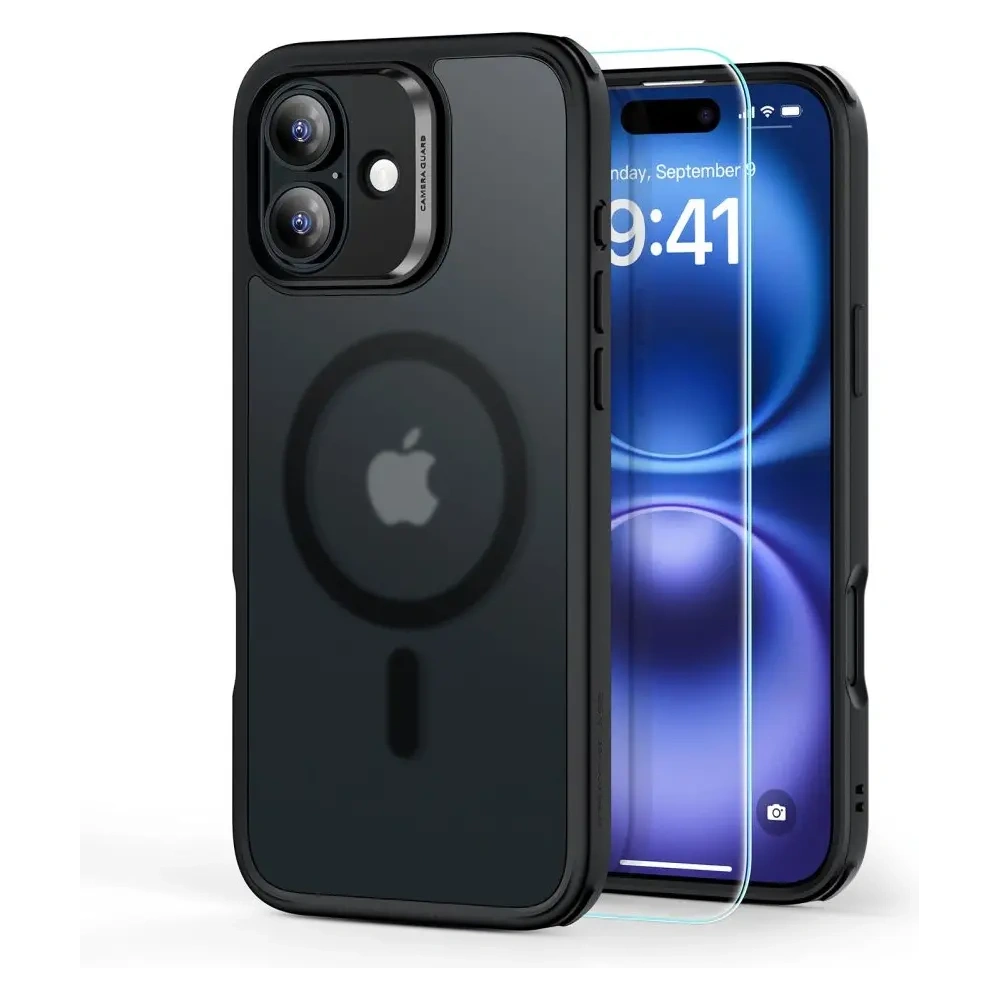 Hurtownia GSM - ESR Classic Hybrid Halolock MagSafe & Tempered Glass Apple iPhone 16 Negru Înghețat - ESR844 - {ean13} - Hurt