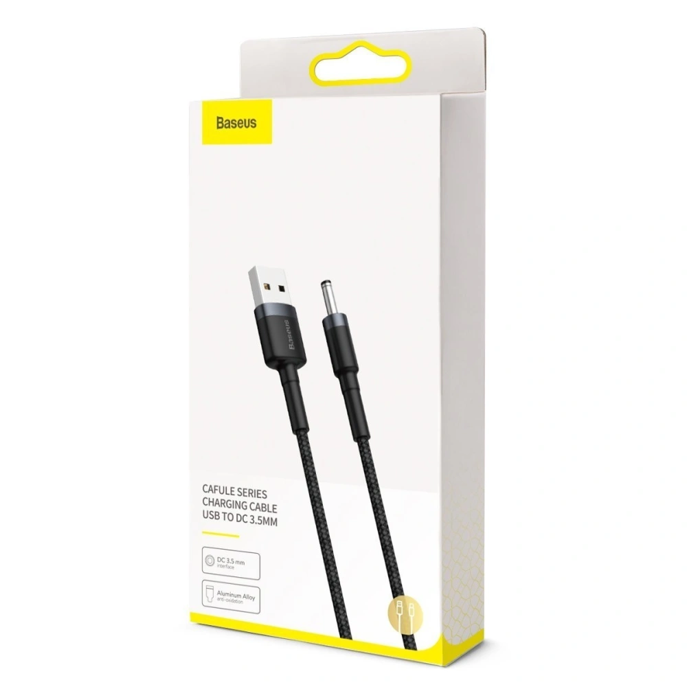 Hurtownia GSM - USB-Kabel zu DC 3,5mm Baseus Cafule, 2A, 1m (schwarz-grau) - BSU1046BLKGRY - {ean13} - Hurt